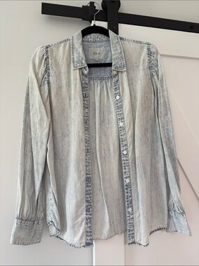 Rails Light Acid-Wash Denim Button-Down Shirt - Pale Blue